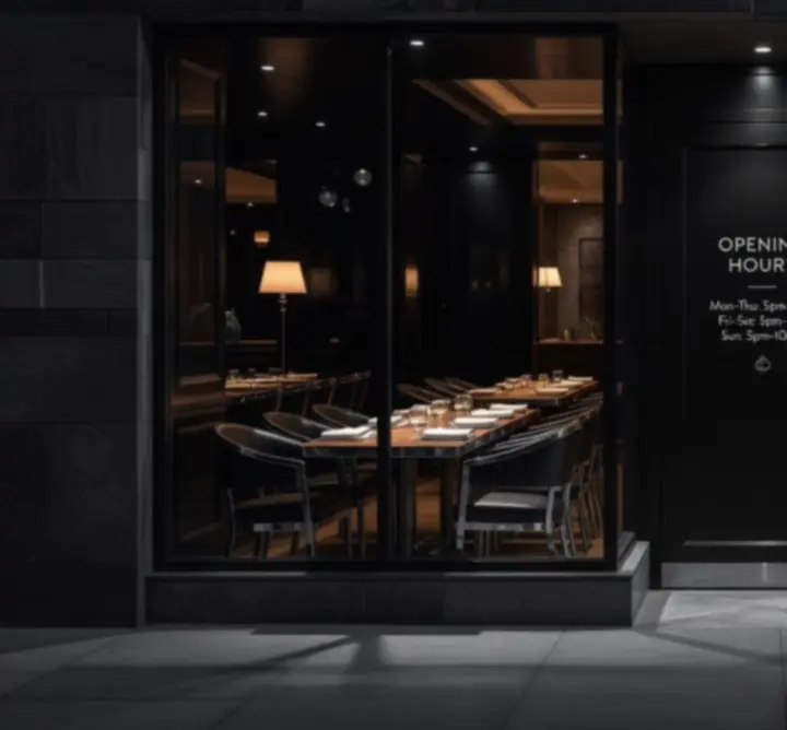 Stílusos óra, amely a Magyar City Bistro esti nyitvatartását szimbolizálja