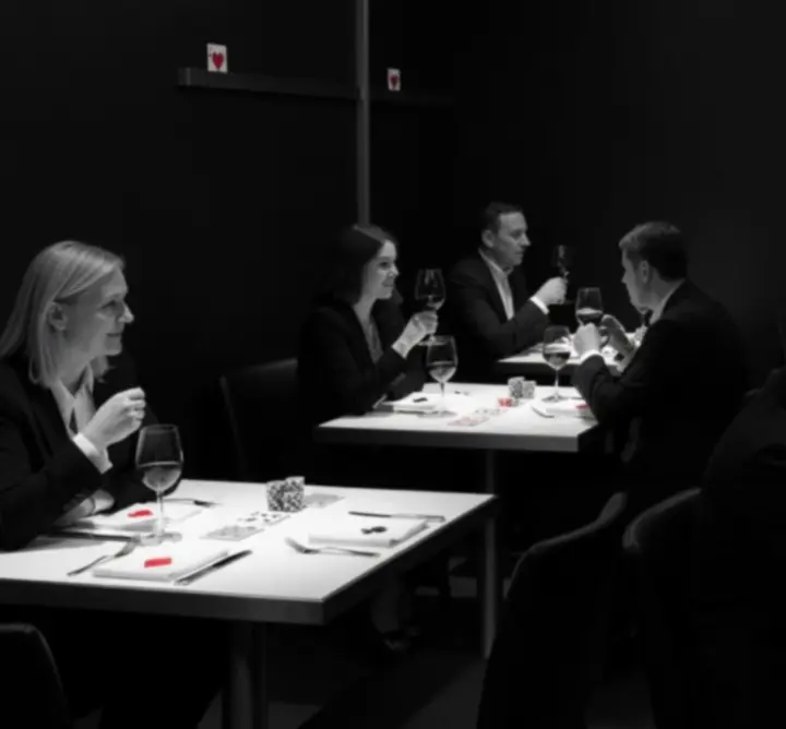 Elegáns, fekete-fehér hangulatú Magyar City Bistro belső tér
