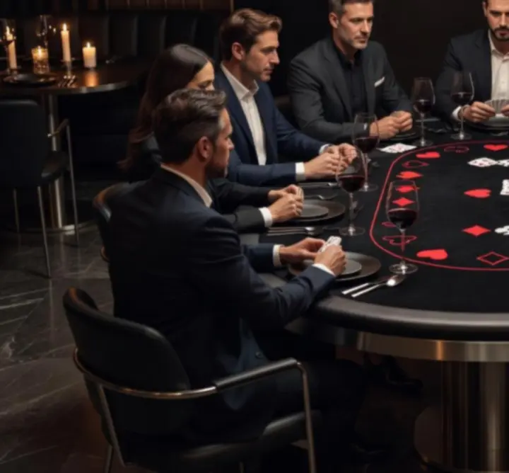 Privát pókeresemény elegáns, megterített asztallal