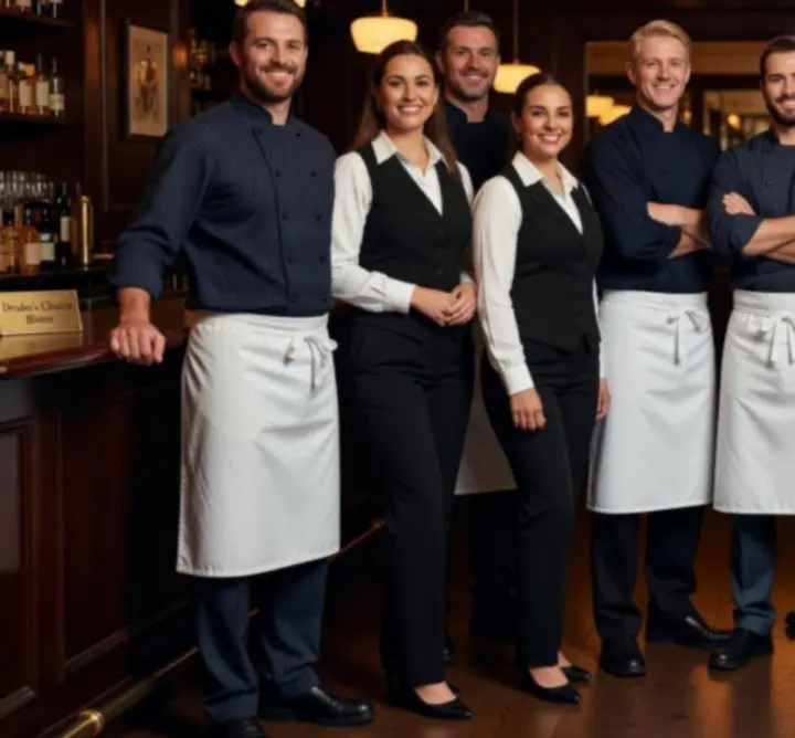 A Magyar City Bistro séfjei és vendéglátó csapata elegáns bistro környezetben.